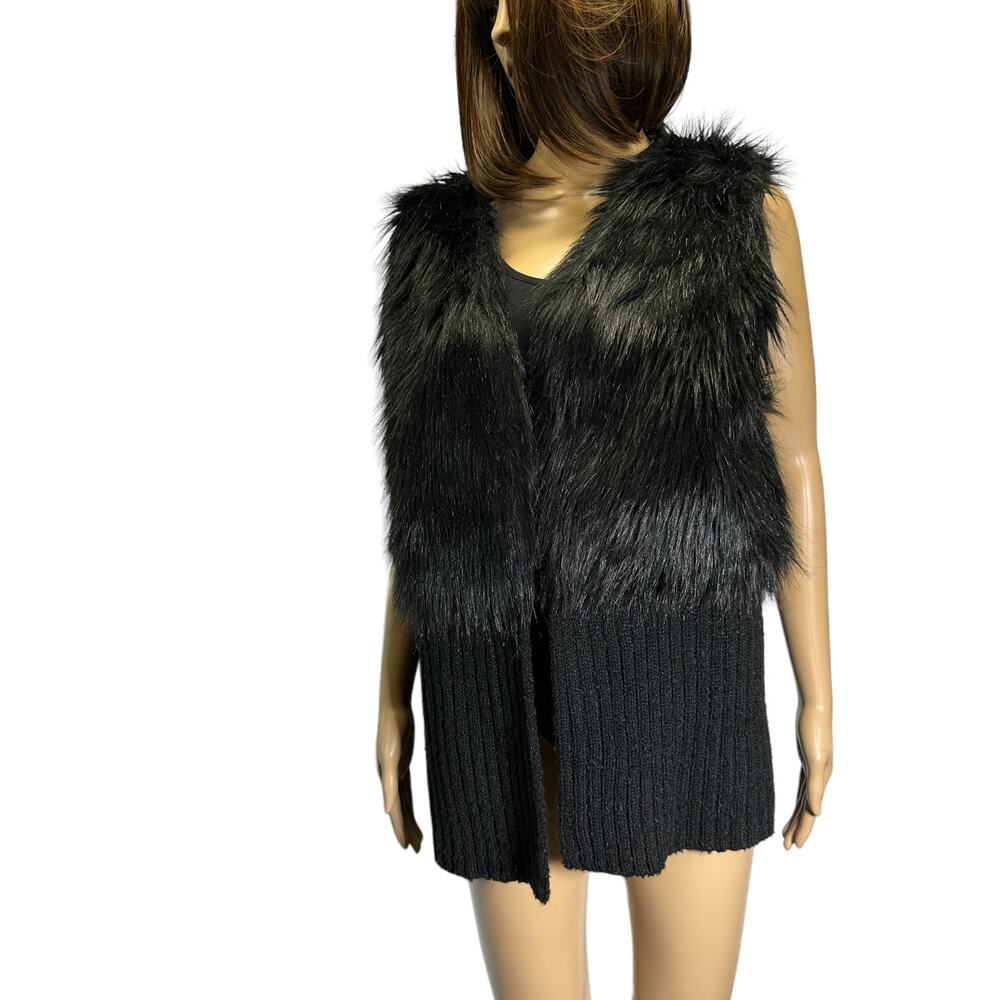 Allison Brittney Faux Fur Vest Women's Size M Black